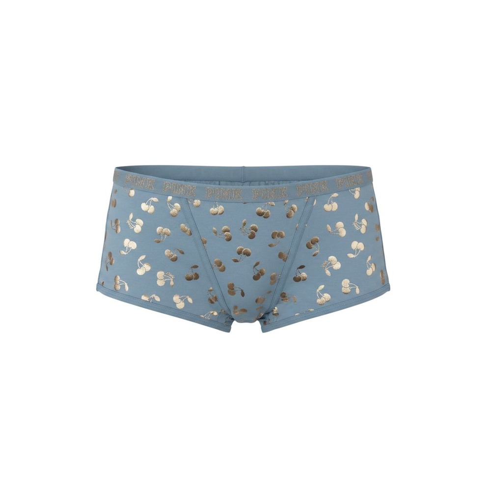 PINK Victoria's Secret Boybrief Womens Large Blue Cherry Foil Logo